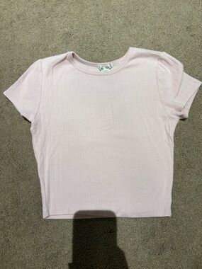 Bozzolo Light Pink Ribbed Short Sleeve Tee size small